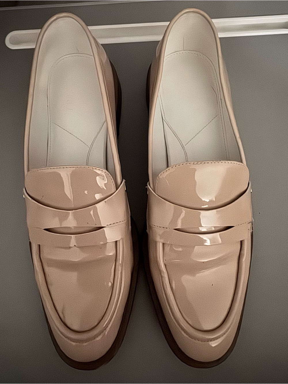 Franco Sarto Glossy Nude Patent Loafers